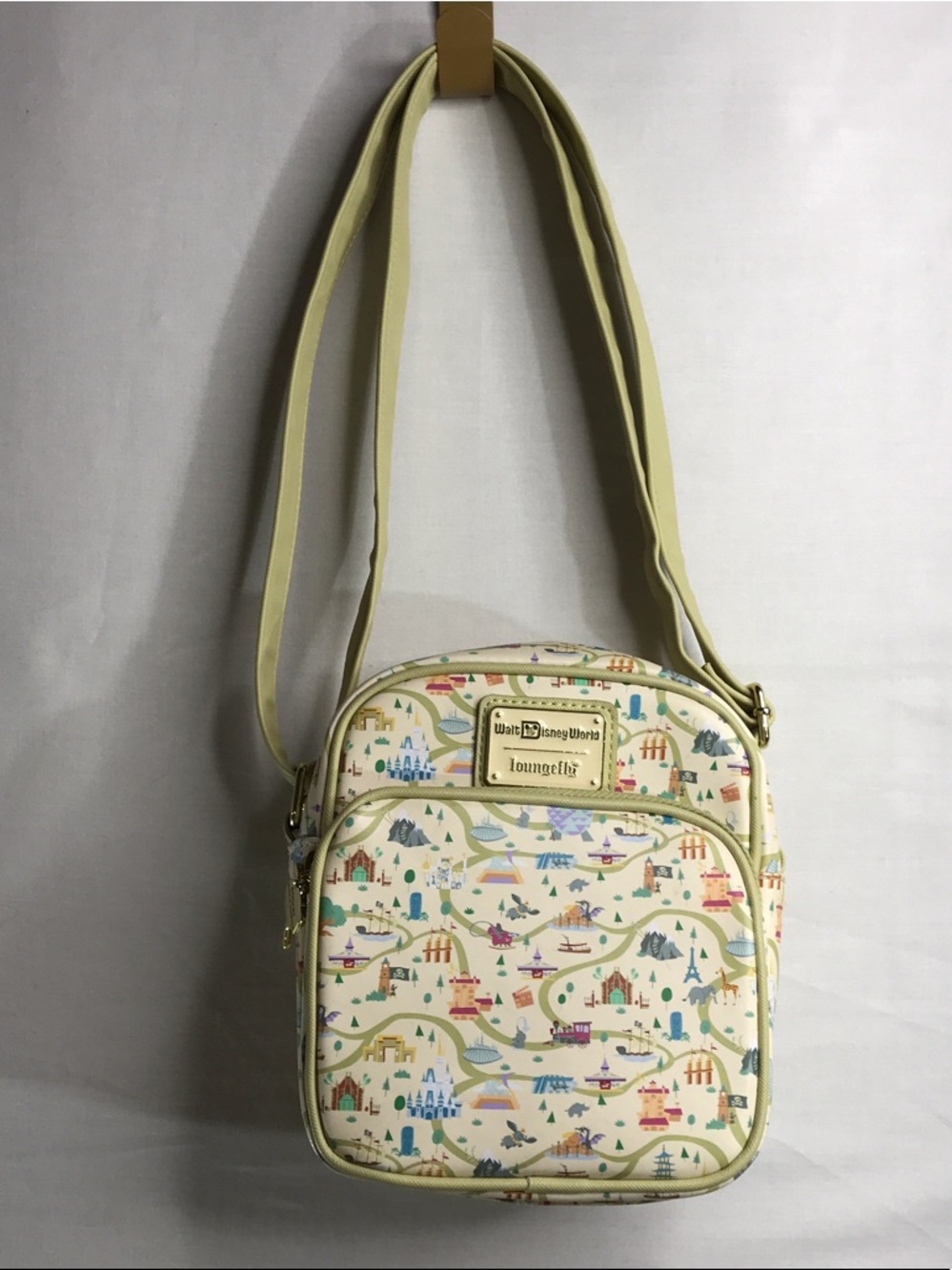 Loungefly Cream Multi-Color DisneyTheme Park Map Crossbody Bag